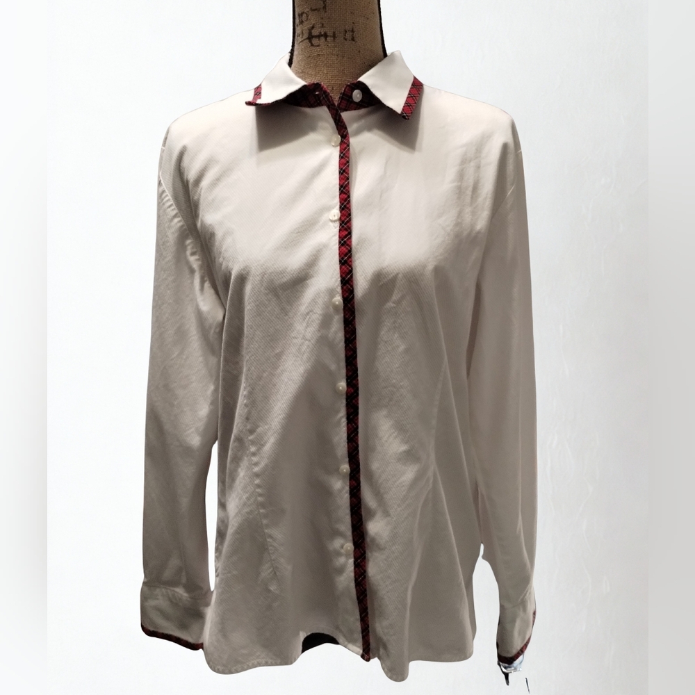 Pendleton Vintage White Button Down Shirt Plaid T… - image 1